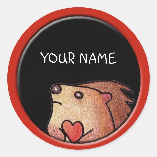 Personalized Hedgehog Sticker (Front)