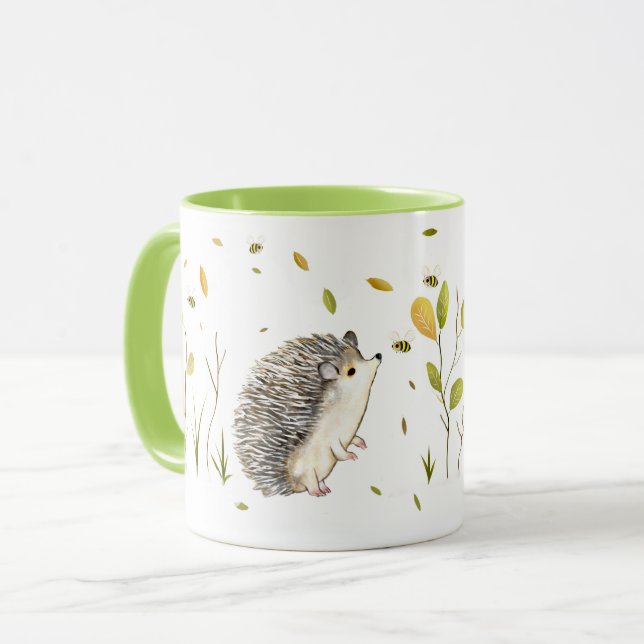 Personalized hedgehog two tone mug (Front Left)