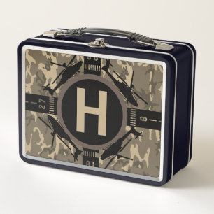Personalized Helicopter Desert Camo Metal Lunch Box