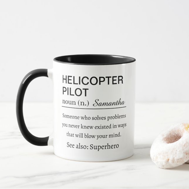 Personalized Helicopter Pilot Definition Mug (With Donut)
