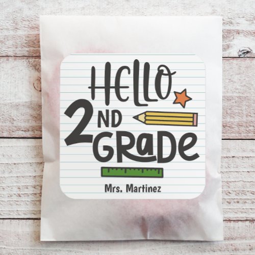 Personalized Hello 2nd Grade Square Sticker