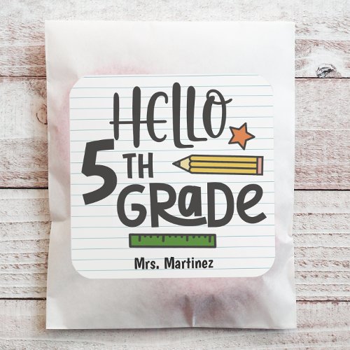 Personalized Hello 5th Grade Square Sticker