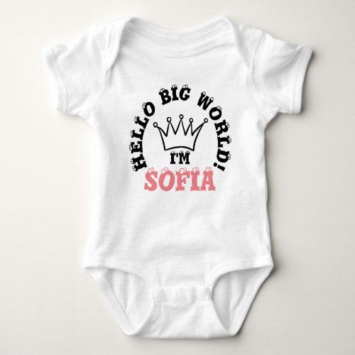 Personalized Hello BIG World baby Baby Bodysuit
