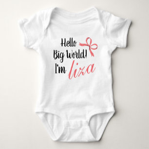 Personalized Hello Big World! I'm BABY NAME Baby Bodysuit