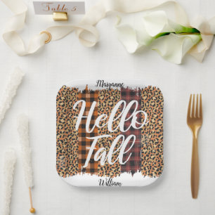 Personalized Hello Fall Paper Plates