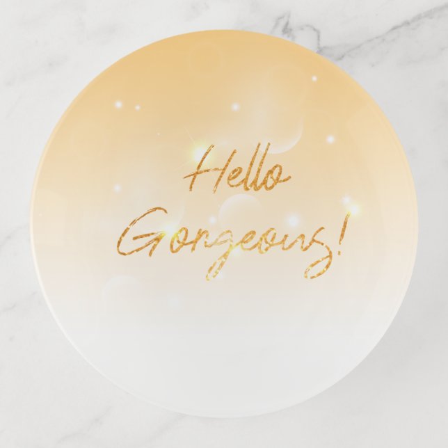Personalized-Hello gorgeous!-Jewelry Holder-Rings Trinket Tray (Front)