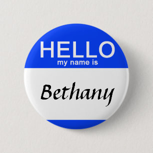 Personalized Hello My Name Is Custom Name Blue Button