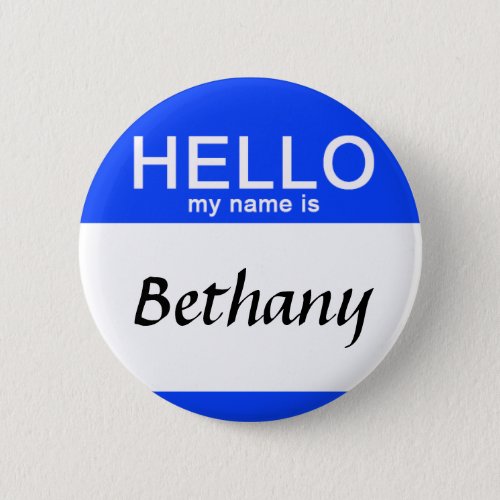 Personalized Hello My Name Is Custom Name Blue Button