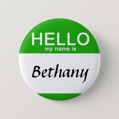 Personalized Hello My Name Is Custom Name Green Button