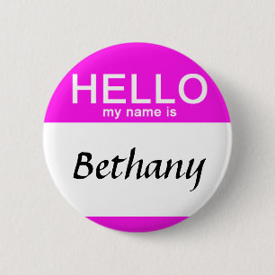 Personalized Hello My Name Is Custom Name Pink Button