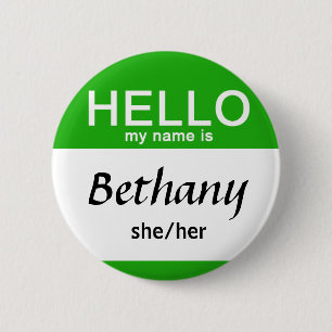 Personalized Hello My Name Is Custom Name Pronoun  Button