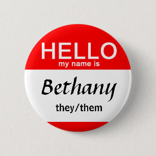 Personalized Hello My Name Is Custom Name Pronouns Button