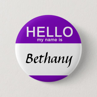 Personalized Hello My Name Is Custom Name Purple Button