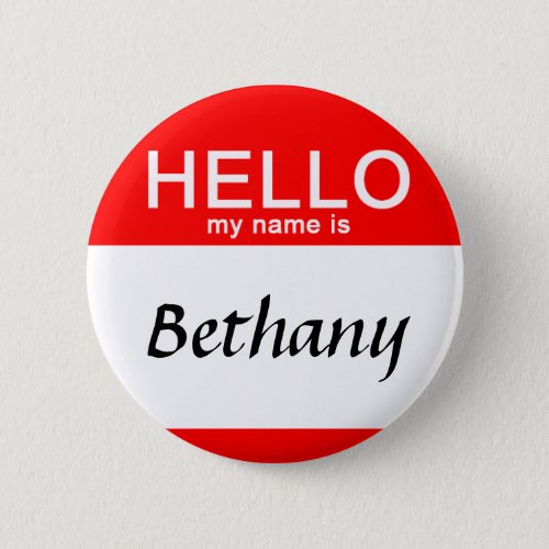 Personalized Hello My Name Is Custom Name Red Button