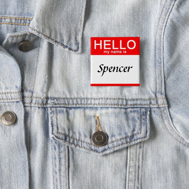 Personalized Hello My Name Is Red Button Pin (In Situ)