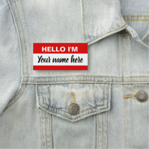 Personalized Hello my name is (red) Name Tag