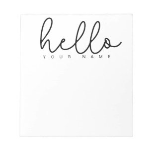 Personalized Hello Notepad Modern Minimal Simple