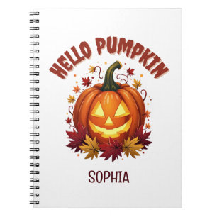 Personalized Hello Pumpkin Halloween Friend Gift Notebook