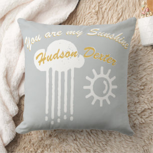 Personalized Hello Sunshine Clouds and Sun Throw Pillow