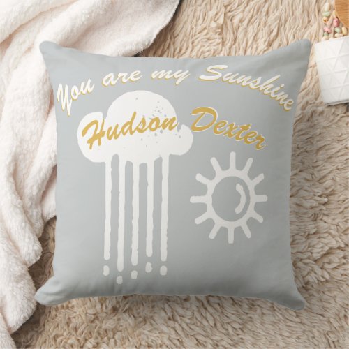 Personalized Hello Sunshine Clouds and Sun Throw Pillow