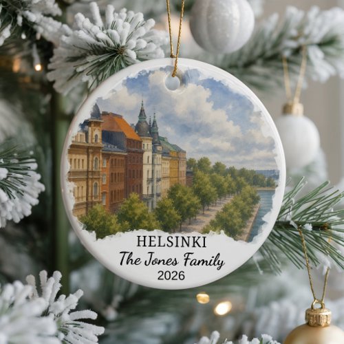 Personalized Helsinki Ceramic Ornament, Custom Fin Ornament