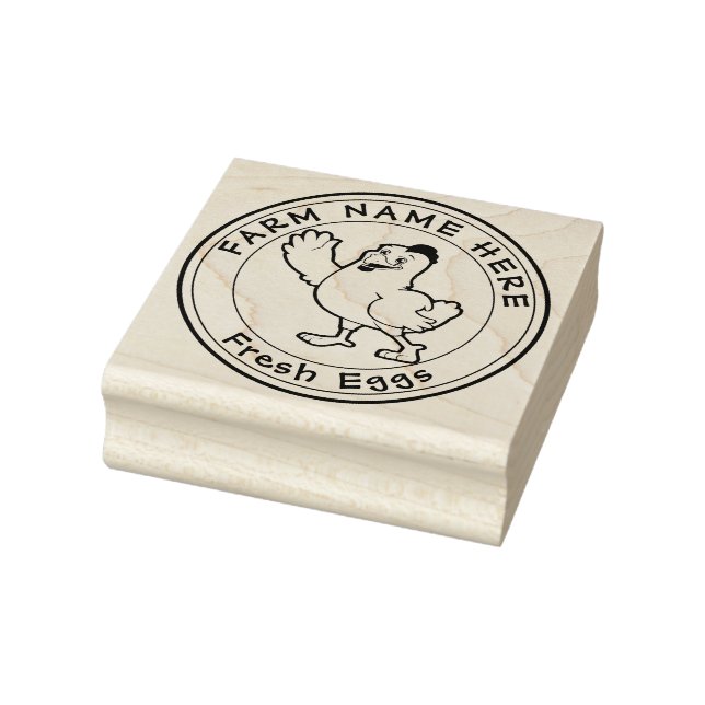 Personalized Hen Lays Eggs Fresh Family Farm Rubber Stamp (Stamp)