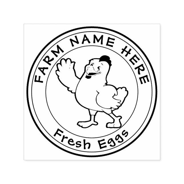 Personalized Hen Lays Eggs Fresh Family Farm Self-inking Stamp (Design)
