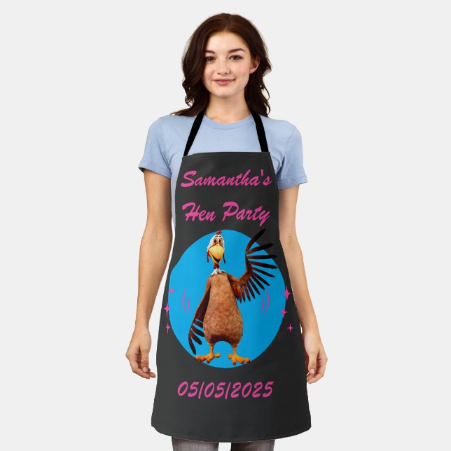Personalized Hen Night Party Funny Bachelorette  Apron (Worn)