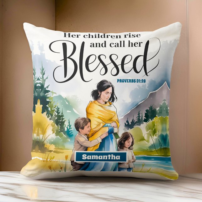 Personalized Her Children Rise Christian Women  Throw Pillow (Creator Uploaded)