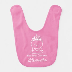 Personalized Her Royal Cuteness Pink Princess Baby Bib