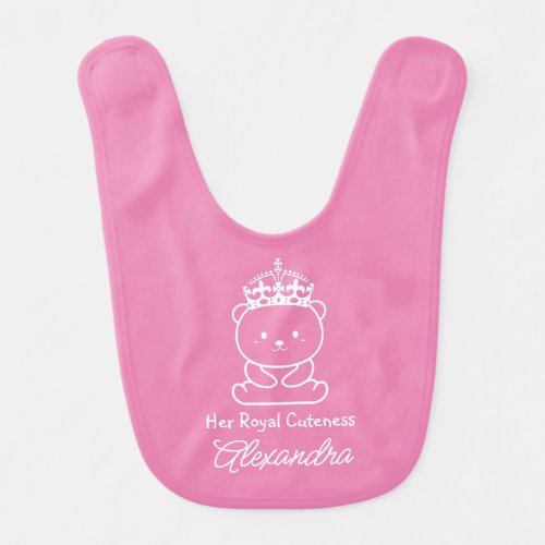 Personalized Her Royal Cuteness Pink Princess Baby Bib