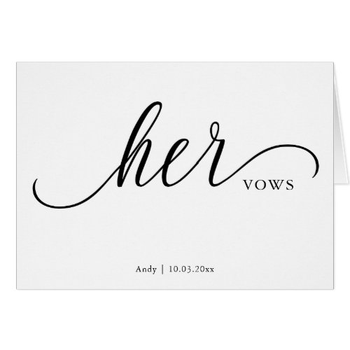 Personalized Her Vows Script Font Wedding Day Card