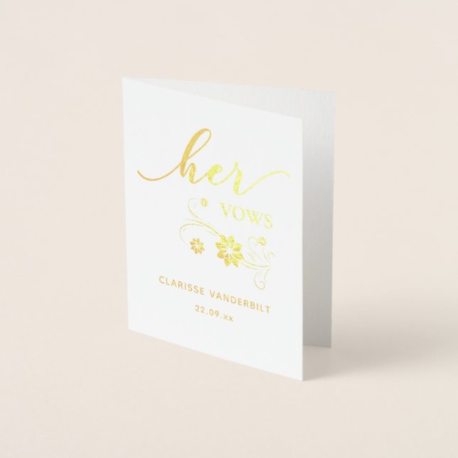 Personalized Her Wedding Vows Foil Card (Front)