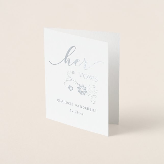 Personalized Her Wedding Vows Foil Card (Front)