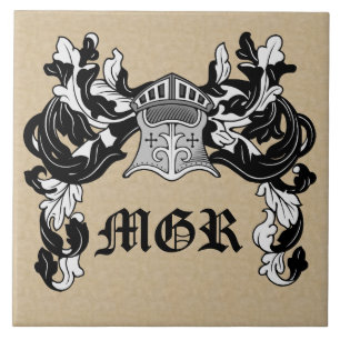 Personalized Heraldic Helmet and Mantle Black Tile