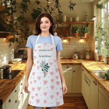 Personalized Herb Whisperer Apron with Pink Hearts