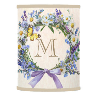 Personalized Herb & Wildflower Wreath Golden Rosy Lamp Shade