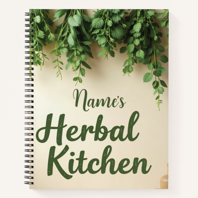 Personalized Herbal Kitchen Recipe Notebook (Front)