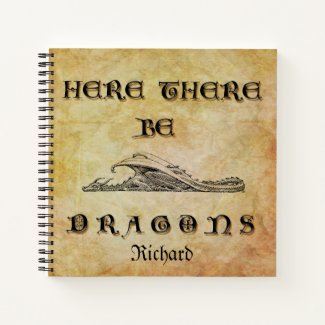 Personalized Here There Be Dragons Notebook