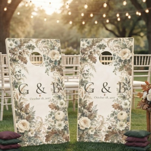 Personalized Heritage Oak & Acorn Estate Wedding Cornhole Set