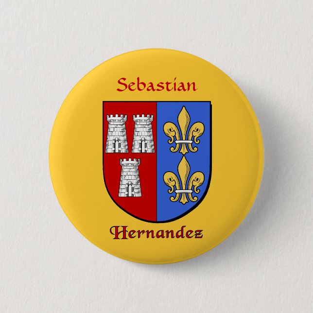 Personalized Hernandez Historical Shield Pinback Button (Front)
