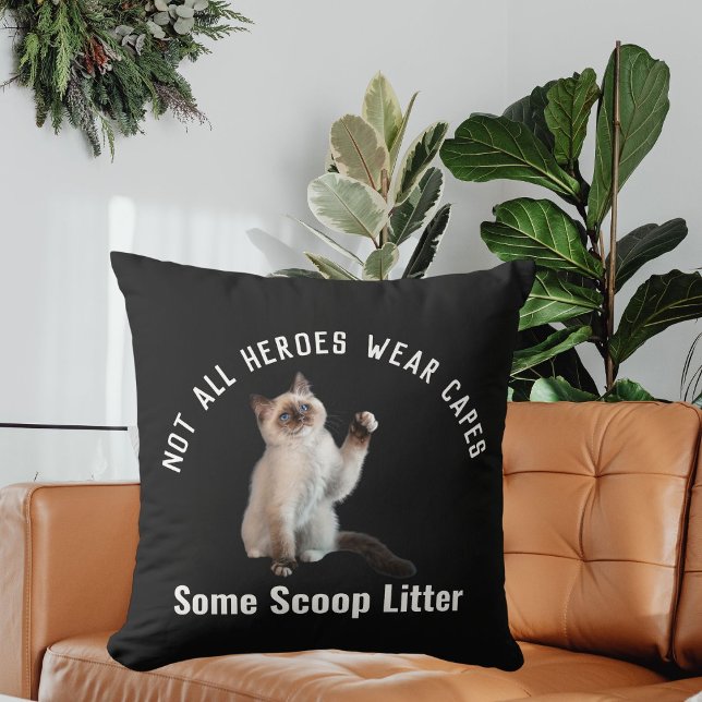 Personalized Hero Cat Dad Father's Day Gift Funny Throw Pillow (Creator Uploaded)