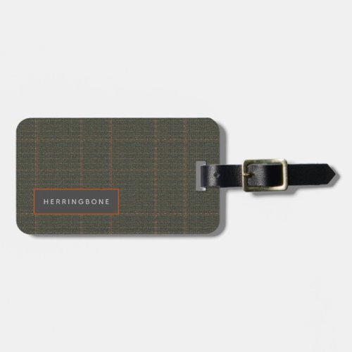 Personalized Herringbone Tweed Look Luggage Tag