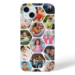 Personalized Hexagon Multi Photo Collage iPhone 15 Plus Case