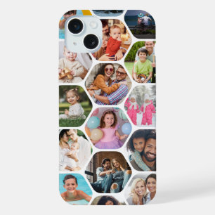 Personalized Hexagon Multi Photo Collage iPhone 15 Plus Case
