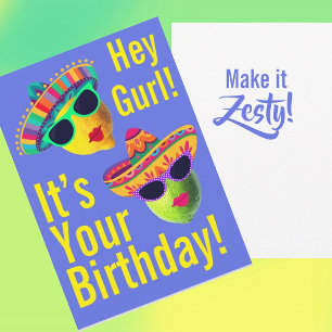 Personalized Hey Gurl Funny Lemon Lime Card