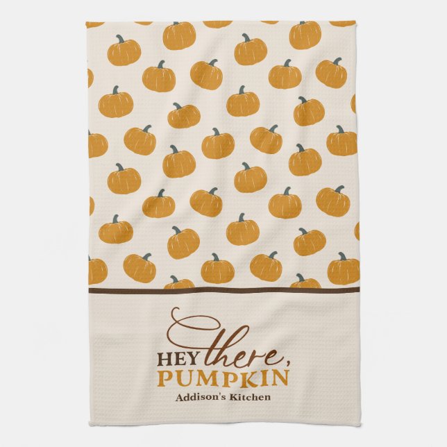 Personalized Hey There Pumpkin Apron Kitchen Towel (Vertical)