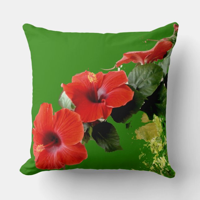 Personalized Hibiscus Flower Garden Pillow (Front)