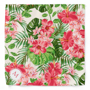 Personalized Hibiscus Flower Monogram Bandana
