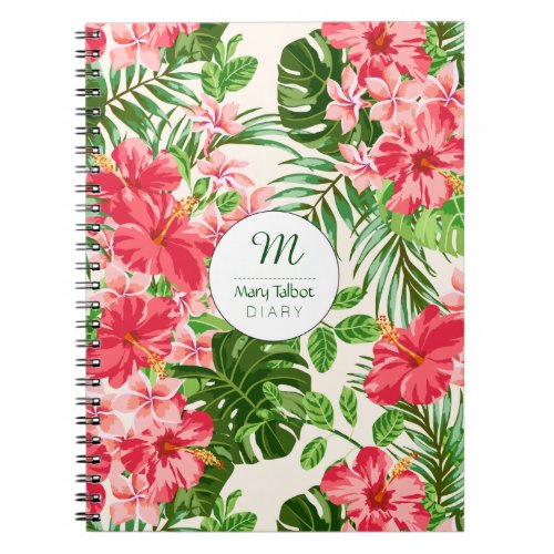 Personalized Hibiscus Flower Monogram S Notebook